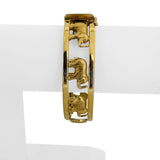 18k Yellow Gold 22g Ladies Elephant Motif 17mm Oval Bangle Bracelet Italy 6.75"