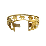 18k Yellow Gold 22g Ladies Elephant Motif 17mm Oval Bangle Bracelet Italy 6.75"