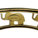 18k Yellow Gold 22g Ladies Elephant Motif 17mm Oval Bangle Bracelet Italy 6.75"