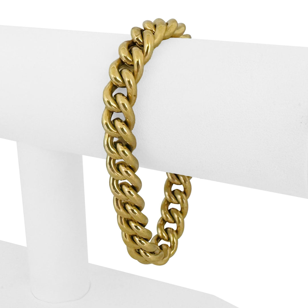 18k Yellow Gold 23.2g Hollow Thick Vintage Curb Link Bracelet Italy 7.5"