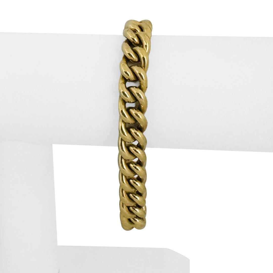 18k Yellow Gold 23.2g Hollow Thick Vintage Curb Link Bracelet Italy 7.5"