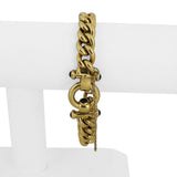 18k Yellow Gold 23.2g Hollow Thick Vintage Curb Link Bracelet Italy 7.5"