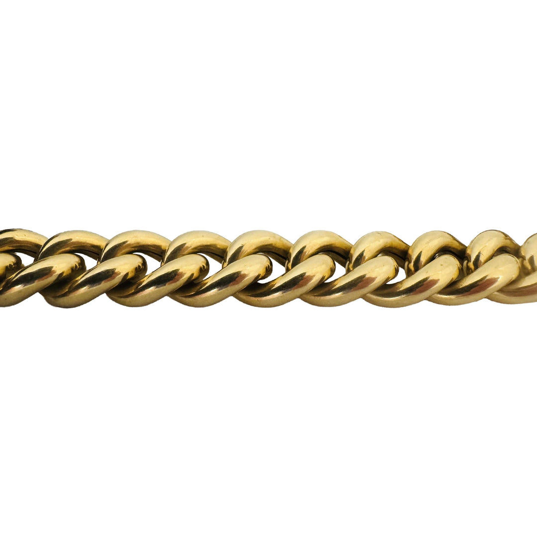 18k Yellow Gold 23.2g Hollow Thick Vintage Curb Link Bracelet Italy 7.5"