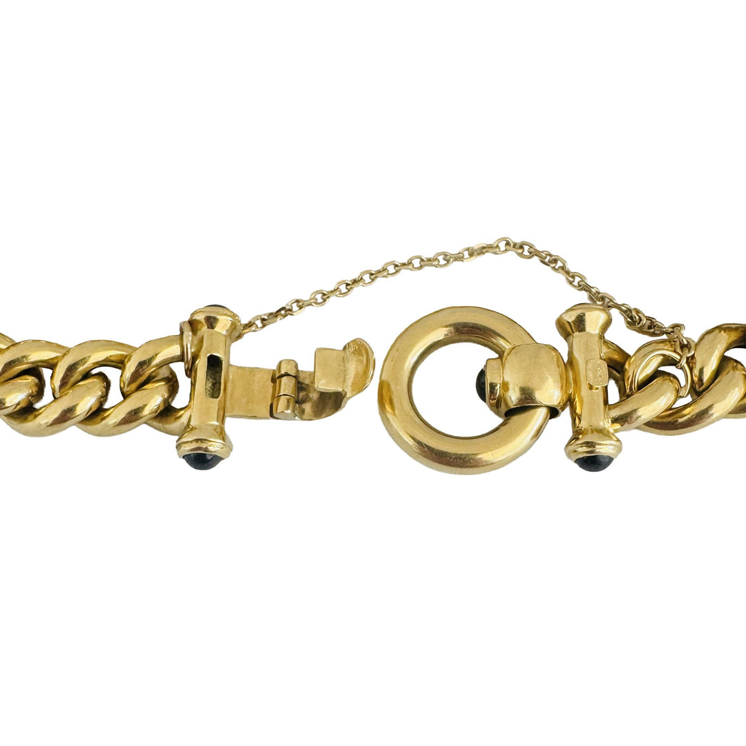 18k Yellow Gold 23.2g Hollow Thick Vintage Curb Link Bracelet Italy 7.5"