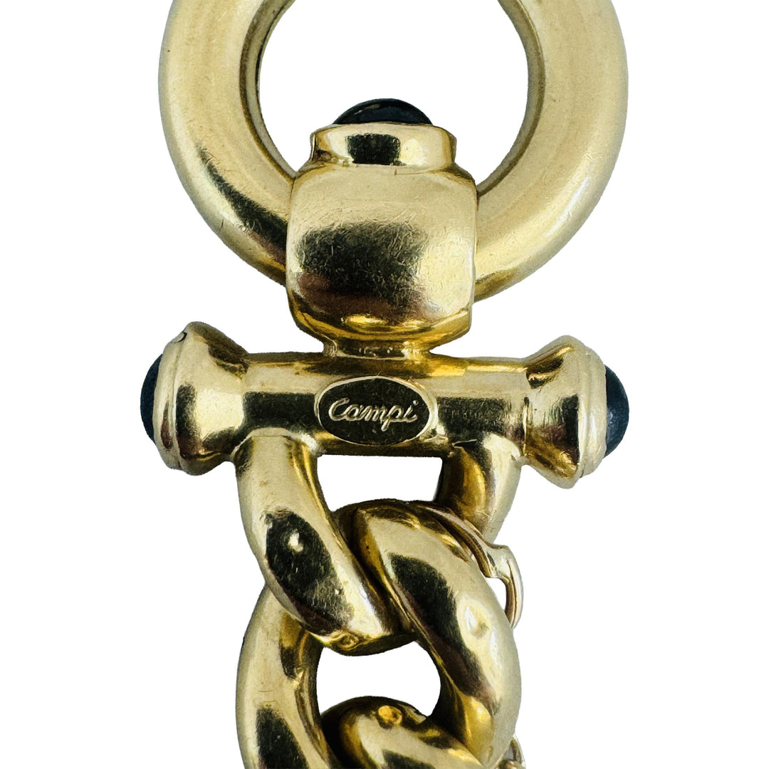 18k Yellow Gold 23.2g Hollow Thick Vintage Curb Link Bracelet Italy 7.5"