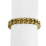 18k Yellow Gold 23.2g Hollow Thick Vintage Curb Link Bracelet Italy 7.5"