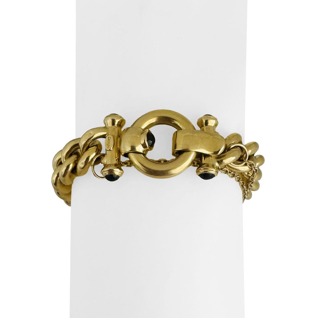 18k Yellow Gold 23.2g Hollow Thick Vintage Curb Link Bracelet Italy 7.5"