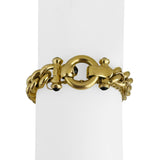18k Yellow Gold 23.2g Hollow Thick Vintage Curb Link Bracelet Italy 7.5"