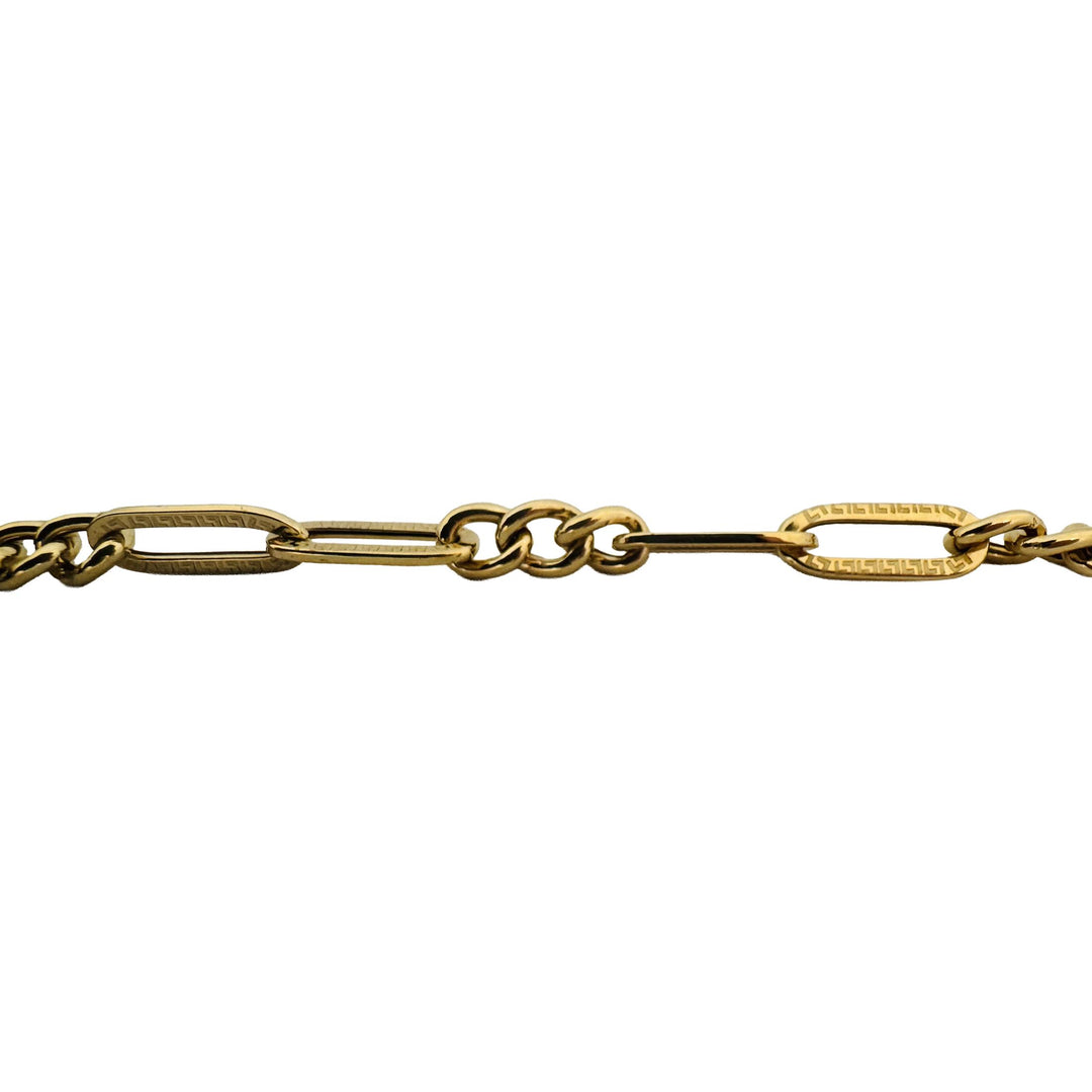 18k Yellow Gold 5.3g Hollow Light Greek Key Design Fancy Link Bracelet 7.5"