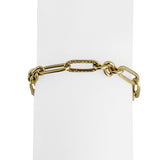 18k Yellow Gold 5.3g Hollow Light Greek Key Design Fancy Link Bracelet 7.5"