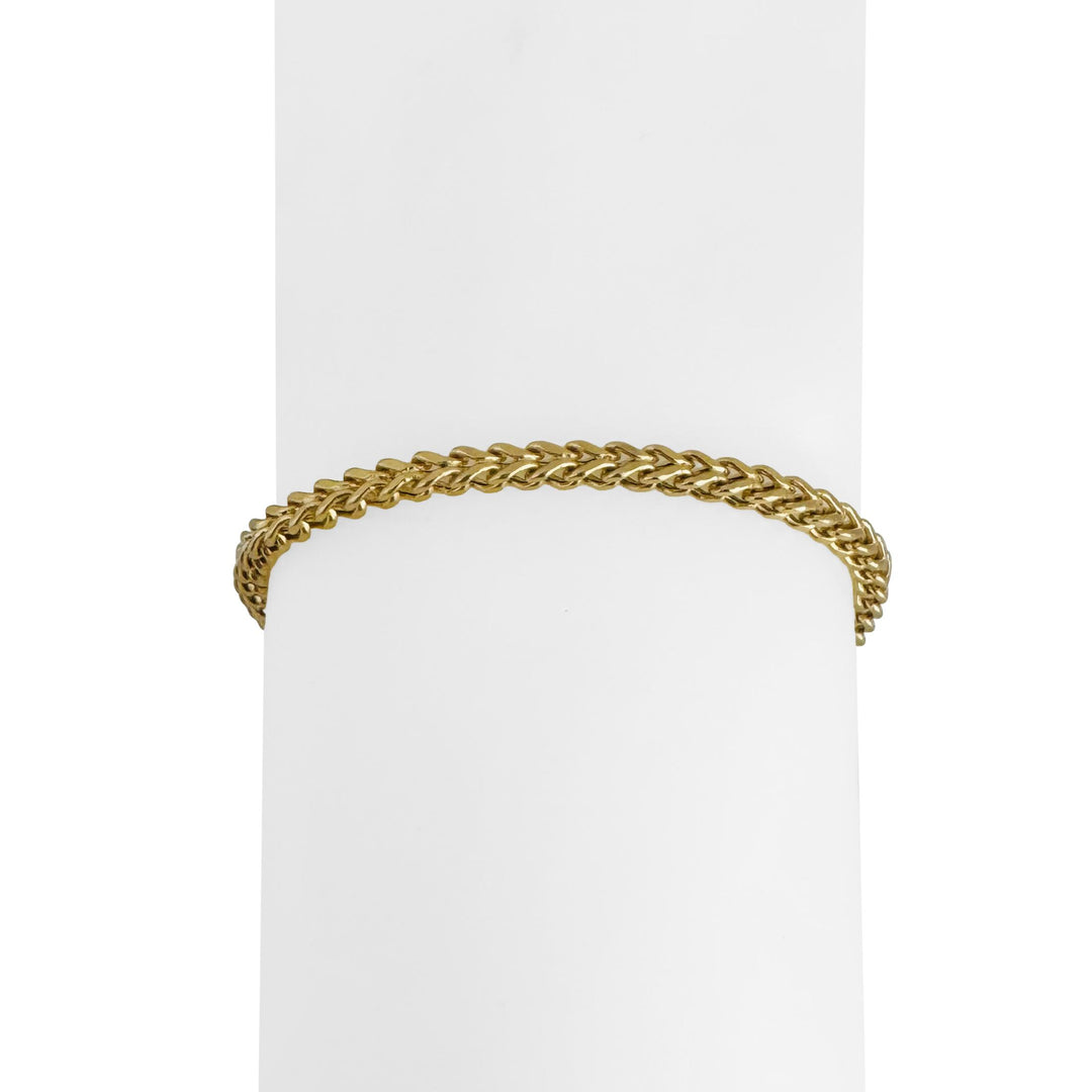 18k Yellow Gold 5g Men's Hollow 2.5mm Squared Franco Link Bracelet 8"