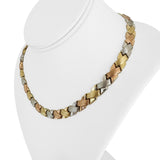 14k Yellow White and Rose Gold 22.5g Fancy X Link Chain Necklace Turkey 17"