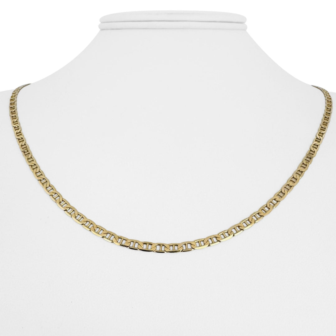 14k Yellow Gold 8g Solid Thin 3mm Mariner Link Chain Necklace Italy 20"