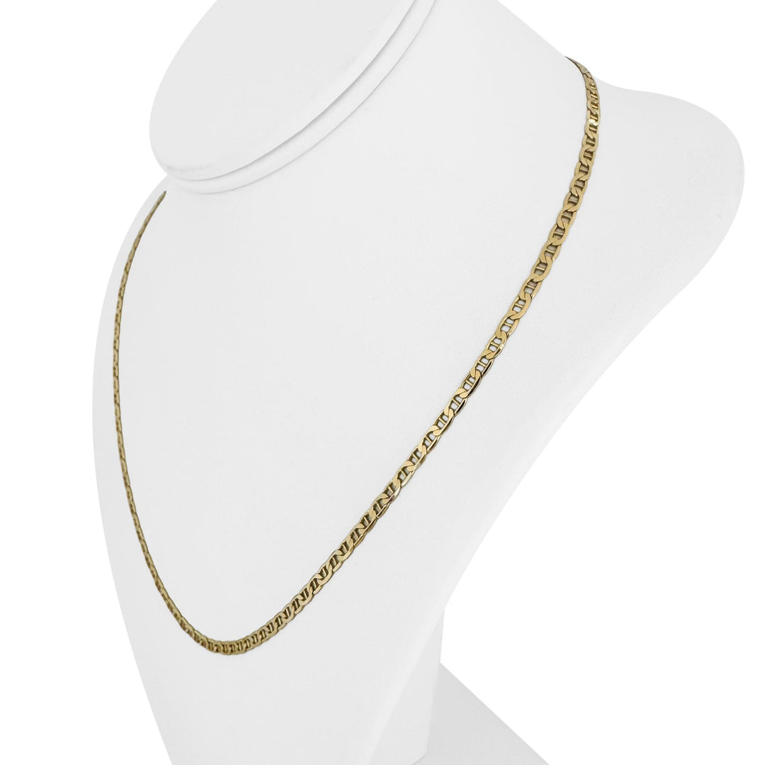 14k Yellow Gold 8g Solid Thin 3mm Mariner Link Chain Necklace Italy 20"