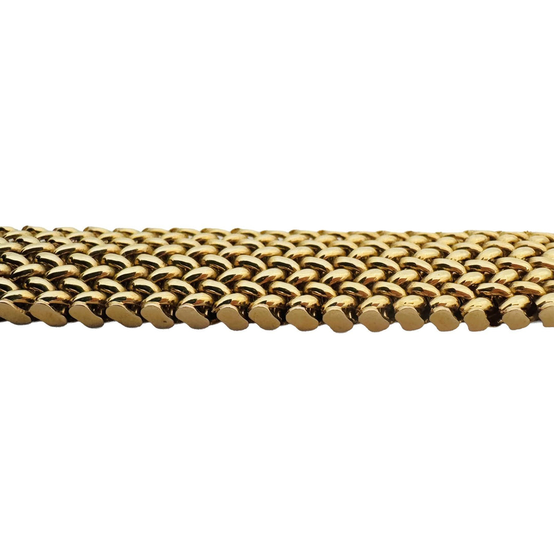 14k Yellow Gold 29g Vintage Thick Wide 15mm Mesh Link Bracelet Italy 7.5"