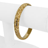 14k Yellow Gold 15.5g Textured Diamond Cut 10mm Bangle Bracelet 7.75"