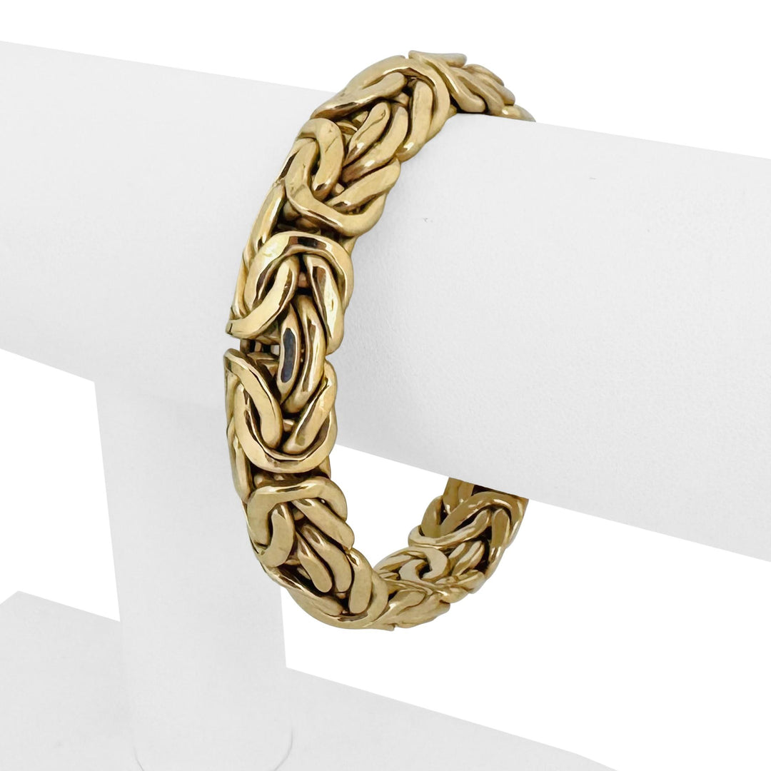 14k Yellow Gold 32g Heavy Thick 13.5mm Byzantine Link Bracelet Italy 7.5"