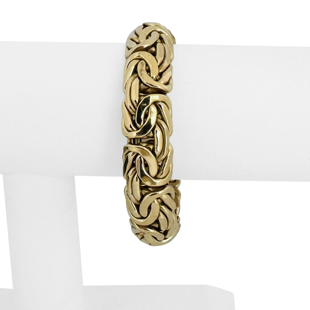 14k Yellow Gold 32g Heavy Thick 13.5mm Byzantine Link Bracelet Italy 7.5"