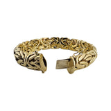 14k Yellow Gold 32g Heavy Thick 13.5mm Byzantine Link Bracelet Italy 7.5"
