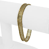 14k Yellow Gold 9.5g Vintage Ladies 9mm Beaded Greek Key Link Bracelet 7"