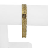 14k Yellow Gold 9.5g Vintage Ladies 9mm Beaded Greek Key Link Bracelet 7"