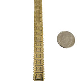 14k Yellow Gold 9.5g Vintage Ladies 9mm Beaded Greek Key Link Bracelet 7"