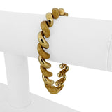 14k Yellow Gold 24g Polished and Brushed 10mm San Marco Link Bracelet Italy 7.5"