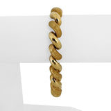 14k Yellow Gold 24g Polished and Brushed 10mm San Marco Link Bracelet Italy 7.5"