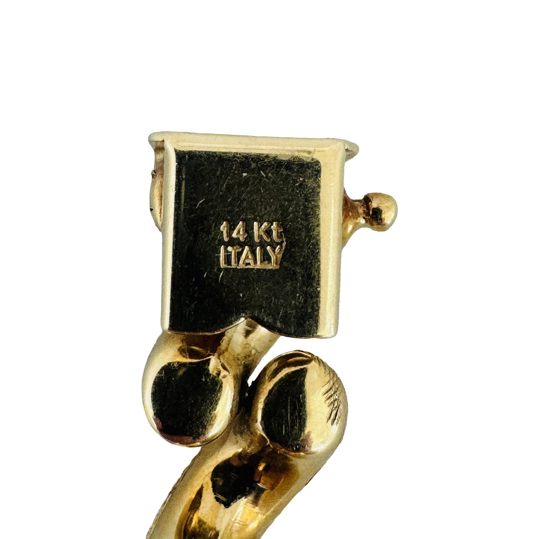 14k Yellow Gold 24g Polished and Brushed 10mm San Marco Link Bracelet Italy 7.5"