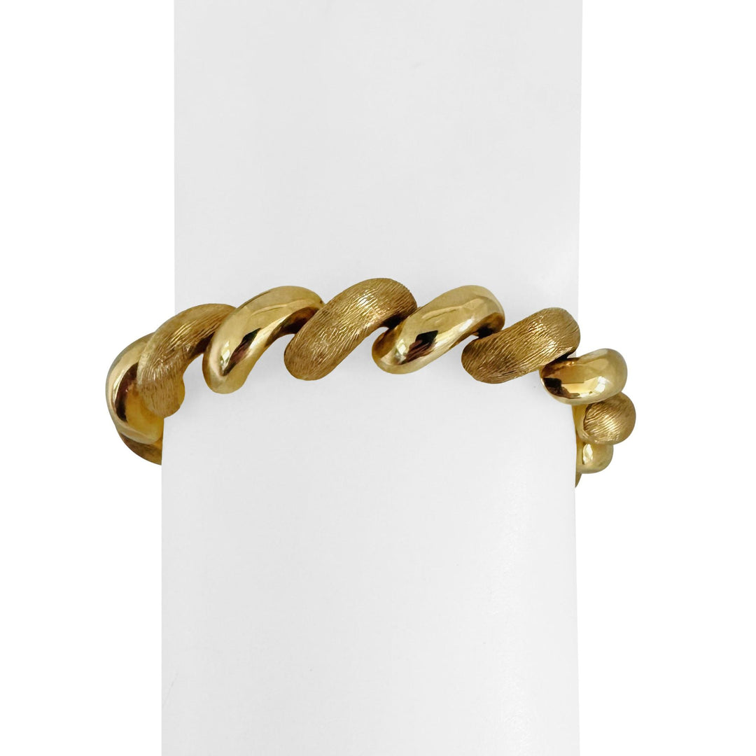 14k Yellow Gold 24g Polished and Brushed 10mm San Marco Link Bracelet Italy 7.5"