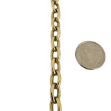 14k Yellow Gold 10g Hollow Cable Link Bracelet with Heart Charm 7.25"