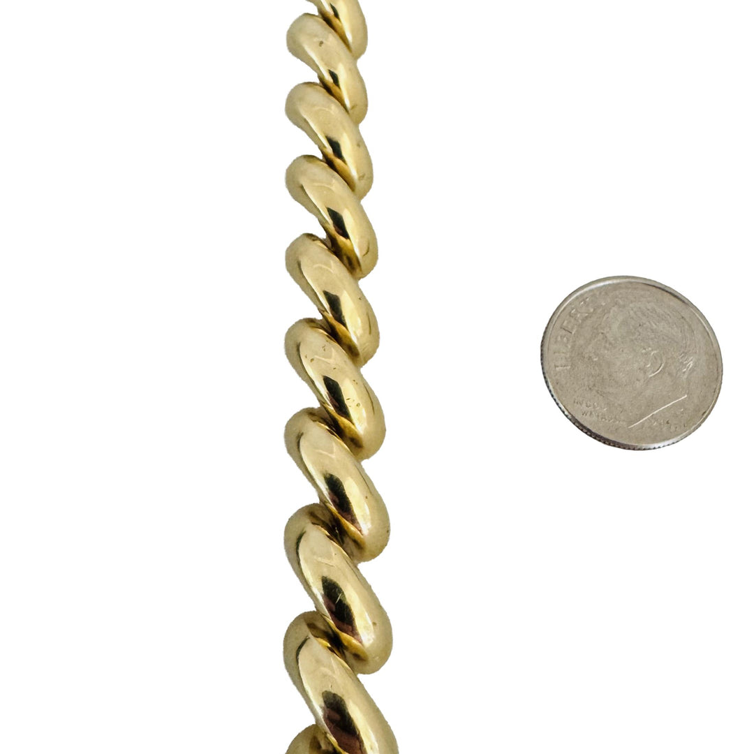 14k Yellow Gold 24.3g Ladies Polished 11mm San Marco Link Bracelet 7.25"
