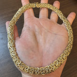 14k Yellow Gold 54g Ladies Thick 13mm Byzantine Link Necklace Italy 17.5"