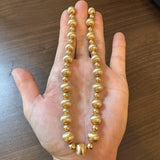 14k Yellow Gold 32.8g Brushed and Polished Ball Bead Link Necklace 16"