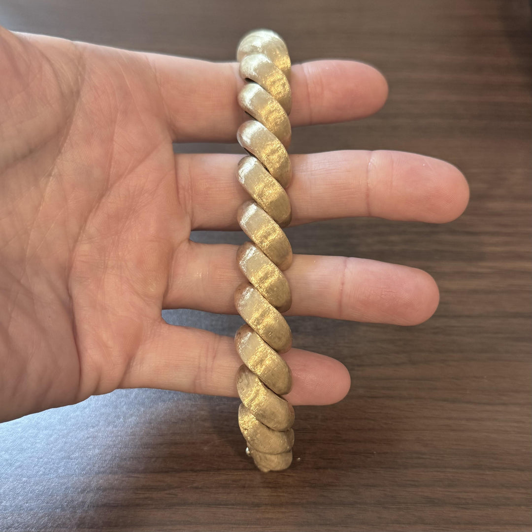 14k Yellow Gold 52g Brushed Finish 16mm Thick San Marco Link Bracelet 7"