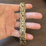 14k Yellow Gold 27g Polished Thick 17mm Byzantine Link Bracelet Italy 7.75"