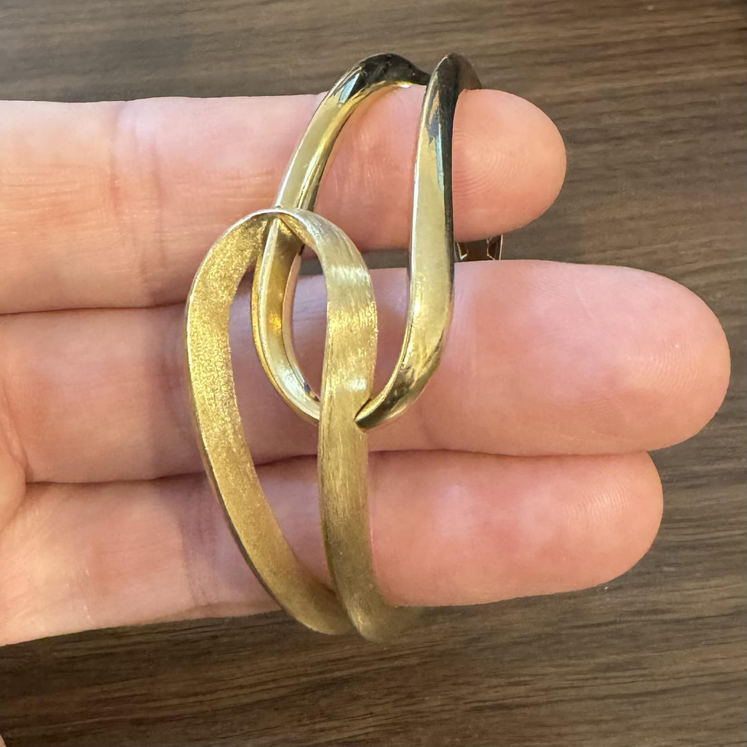 14k Yellow Gold 20.6g Polished and Brushed Finish Fancy Cuff Bracelet 7"