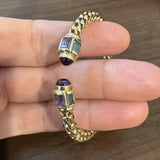 14k Yellow Gold 19.2g Flex Amethyst and Topaz Cuff Bracelet 6.5"