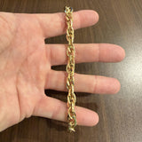 14k Yellow Gold 6.2g Milor Hollow 8mm Fancy Oval Link Bracelet 7.5"