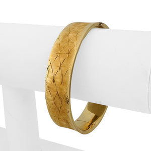 14k Yellow Gold 21.7g Ladies Vintage Concave Satin Finish Bangle Bracelet 7"