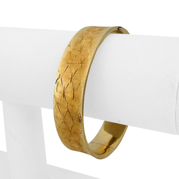 14k Yellow Gold 21.7g Ladies Vintage Concave Satin Finish Bangle Bracelet 7