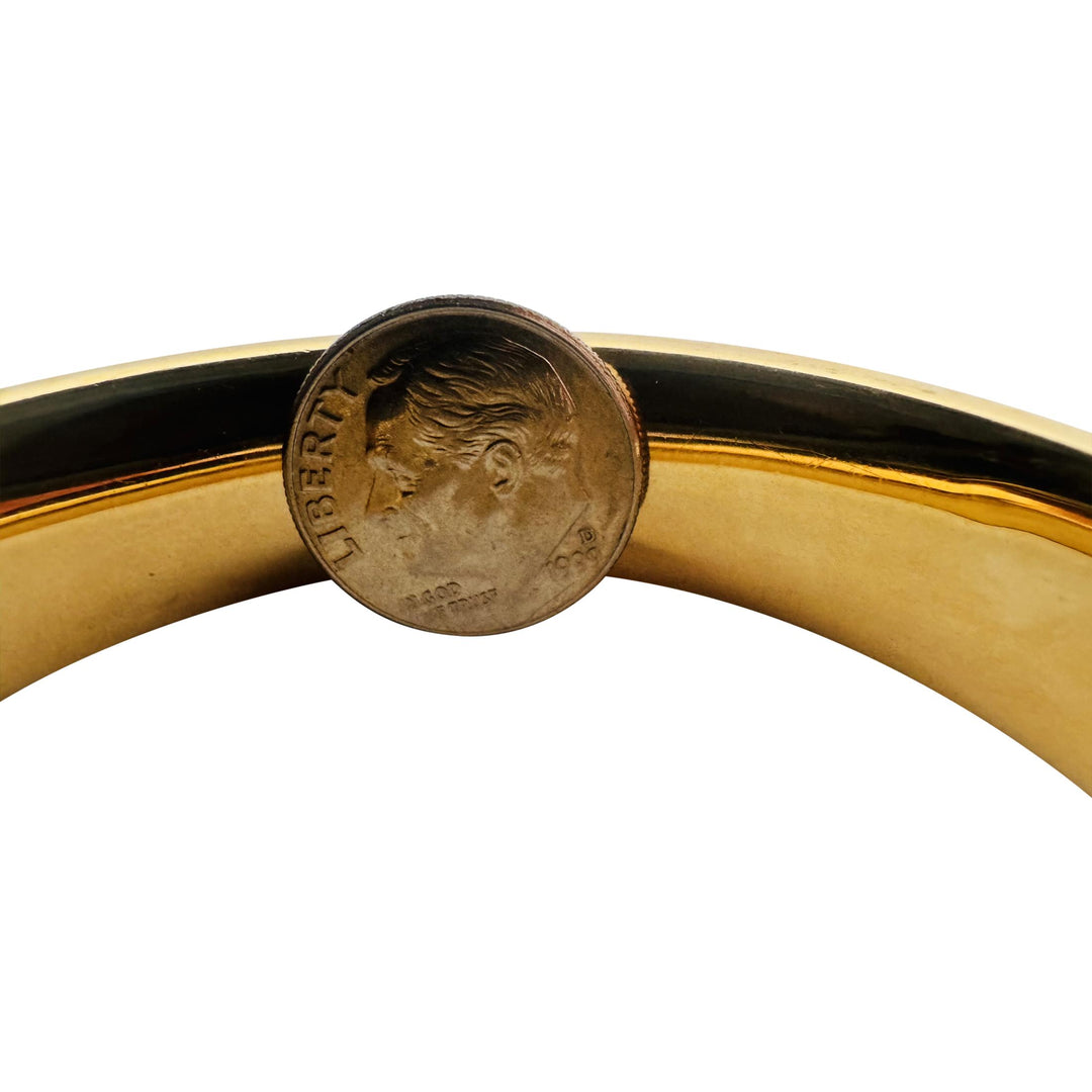 14k Yellow Gold 21.7g Ladies Vintage Concave Satin Finish Bangle Bracelet 7"
