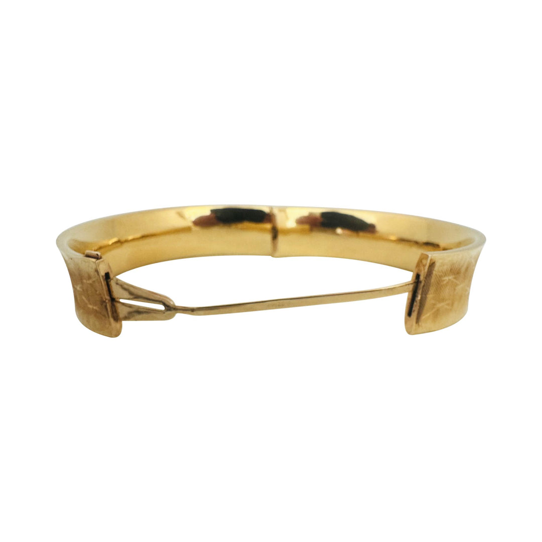 14k Yellow Gold 21.7g Ladies Vintage Concave Satin Finish Bangle Bracelet 7"