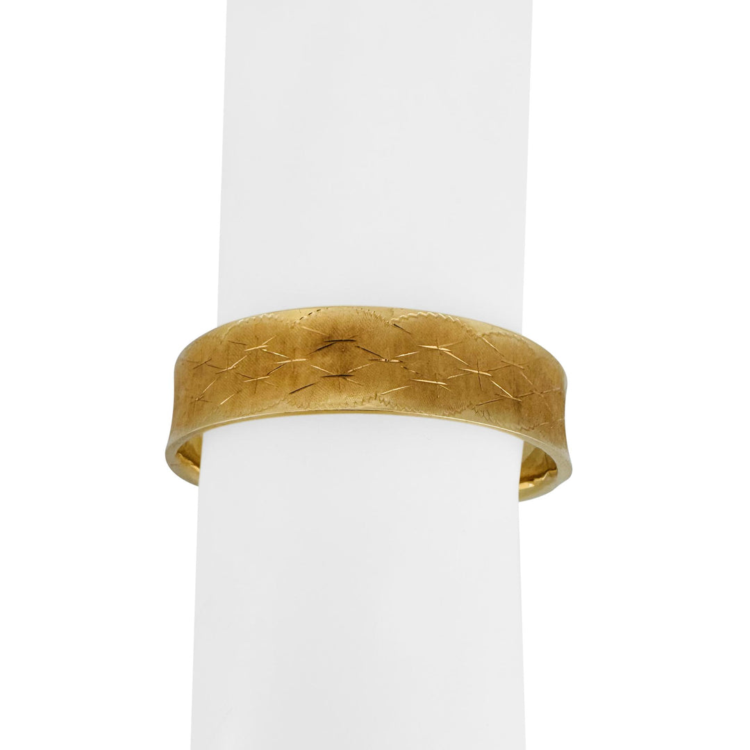 14k Yellow Gold 21.7g Ladies Vintage Concave Satin Finish Bangle Bracelet 7"