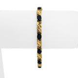 14k Yellow Gold Blue Sapphire and Diamond Ladies Link Bracelet 6.5"