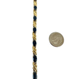 14k Yellow Gold Blue Sapphire and Diamond Ladies Link Bracelet 6.5"