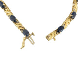 14k Yellow Gold Blue Sapphire and Diamond Ladies Link Bracelet 6.5"