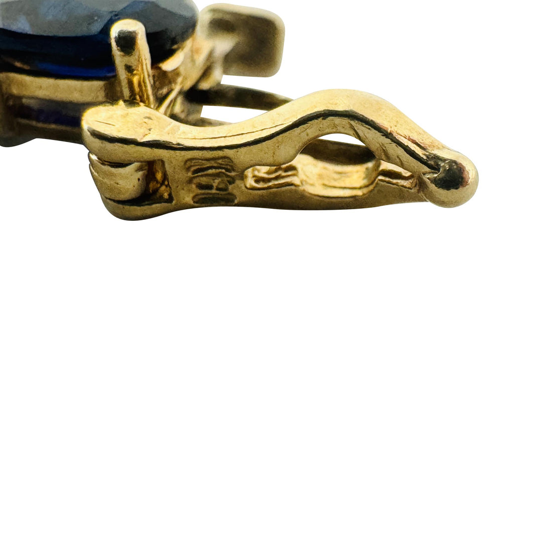 14k Yellow Gold Blue Sapphire and Diamond Ladies Link Bracelet 6.5"