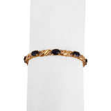 14k Yellow Gold Blue Sapphire and Diamond Ladies Link Bracelet 6.5"