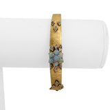14k Yellow Gold Opal and Diamond Vintage Satin Finish Bangle Bracelet 6.25"